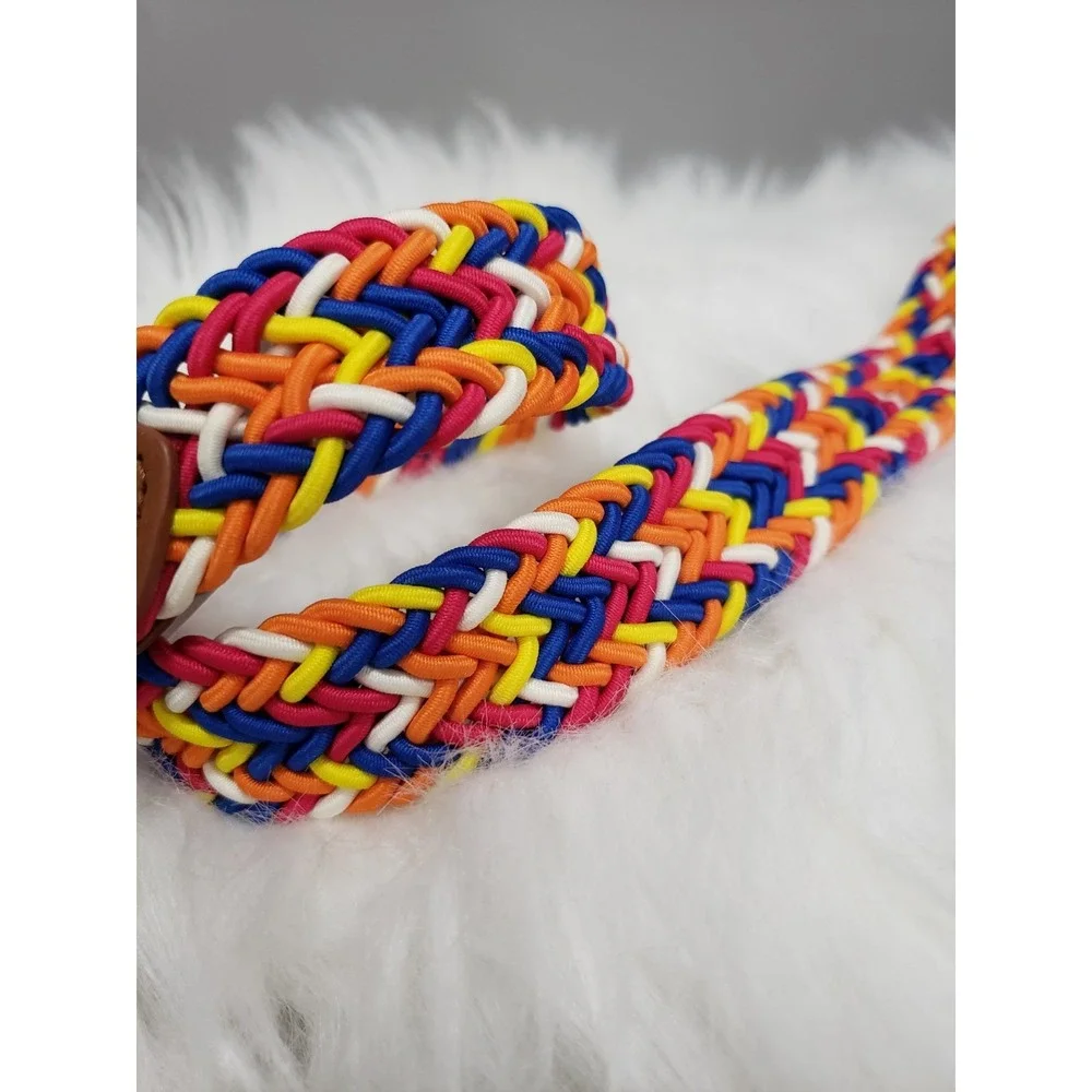 NEW L/XL Vintage Faded Glory Belt Brown Braided colorful rainbow 90s y2k womens